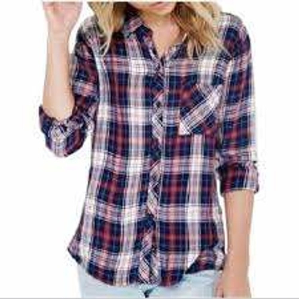 Rails Britt Plaid Button Down Shirt Navy Red White Small